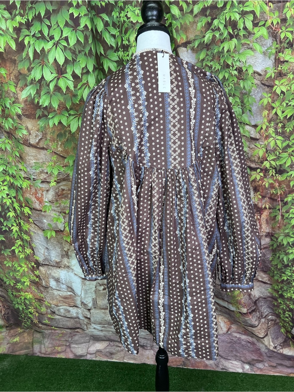 NWT MABEL Brown Patterned Prairie Dress, M - Picture 8 of 13